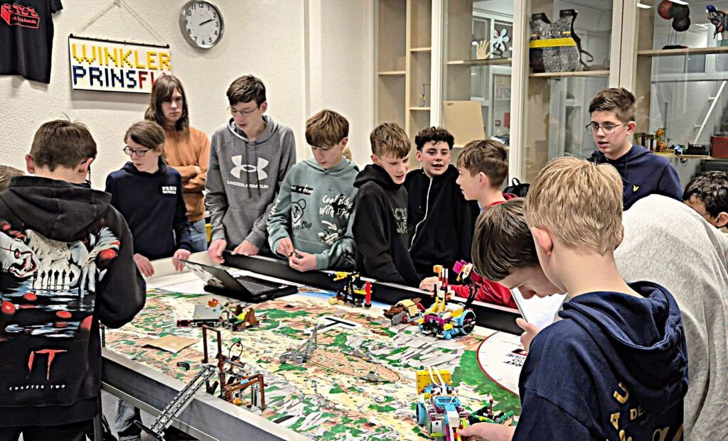 een groep aan het voorbereiden.